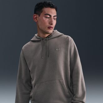 Nike Mens Nike Sportswear Club Washed Fleece Hoodie in Grey | IQ1219-289