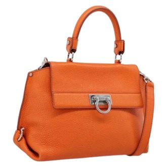Ferragamo Pre-owned Hand Bag - Dames - Pre-owned - Oranje - Maat: ONE Size Leer