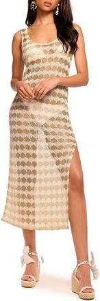 Ramy Brook Angely Metallic Knit Cover-Up Midi Dress in Natural/Gold Crochet at Nordstrom, Size Medium
