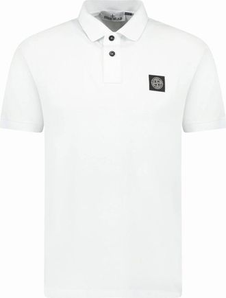 Stone Island Mens Stone Island Compass Badge Polo T-Shirt Slim Fit White - Size: 38