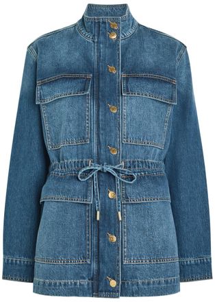 Veronica Beard Truman Drawstring Denim Jacket - Mid Blu - S (UK8-10 / S)