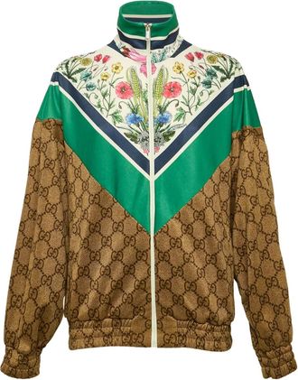 Gucci GG trainingsjack met bloemenprint - Bruin