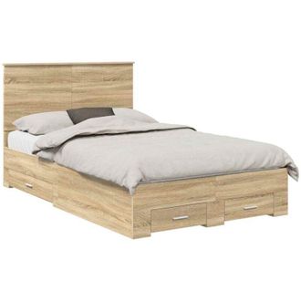 vidaXL Estructura De Cama Con Cabecera Roble Sonoma 135 X 190 Cm Vidaxl