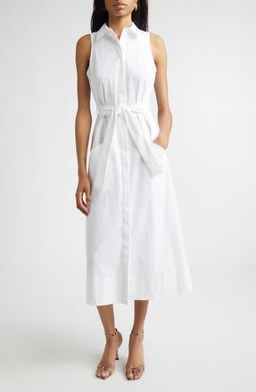 Ramy Brook Darcey Tie Waist Midi Shirtdress in White at Nordstrom, Size Xx-Small