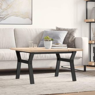 vidaXL Vidaxl - Mesa De Centro Marco Y Madera Maciza Pino Y Acero 80x80x45,5 Cm
