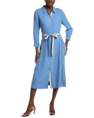 L'agence Lagence Malika Linen-Blend Midi Shirt Dress