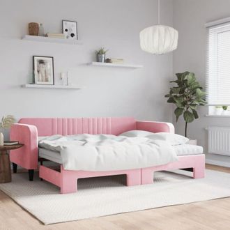 vidaXL Vidaxl - Sof&aacute; Cama Nido Con Colch&oacute;n Terciopelo Rosa 90x200 Cm