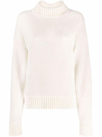 Jil Sander roll neck knitted jumper - women - Polyester/Cashmere - 32 - Neutrals