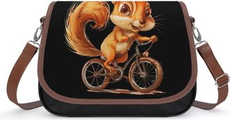 Generic Squirrel Riding Bicycle Crossbody Bags for Women Shoulder Messenger Bag Purse Handbags