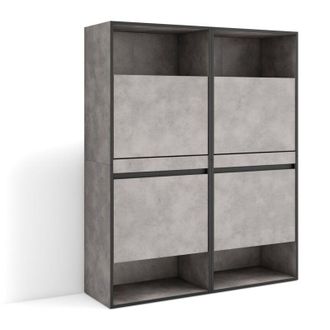Skraut Home Skraut Home - Scarpiera, Mobile Salvaspazio, 120x145x35 cm, Camera da letto, stanza, Armadio, Stile moderno, Grigio Cemento