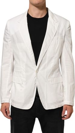 Dolce & Gabbana White Cotton 1 Button Men Suit Mens Blazer (Pre-Owned)
