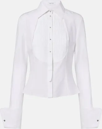 Alexander McQueen Pliss&eacute; striped cotton shirt