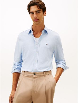 Tommy Hilfiger Mens Regular Fit Lightweight Pique Knit Shirt - Blue - XL
