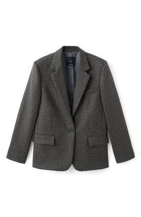 Mango Check Wool Blend Blazer in Grey at Nordstrom Rack, Size Medium