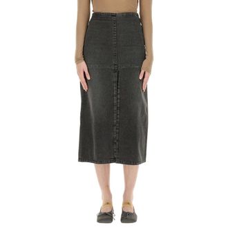 Maison Margiela Denim Skirts, female, Gray, Size: 2XS Denim Midi Skirt