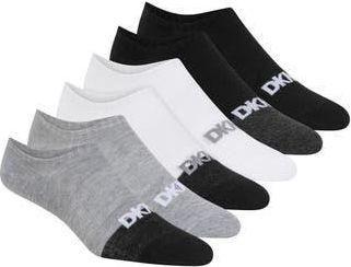 DKNY 6-Pack Liner Socks in Grey/Black at Nordstrom Rack, Size 10-13