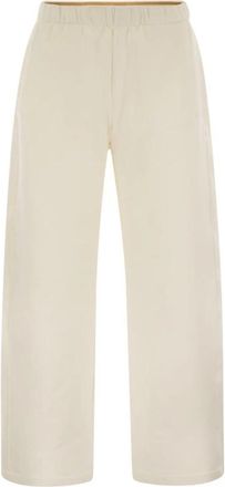 Max Mara Zijden en katoenen fleece broek - Dames - Wijde Broeken - Wit - XS - Katoen - Broeken