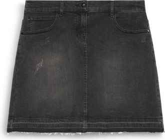 Fiorella Rubino Rokken, Dames, Zwart, 2Xl, Denim, Denim Minirok met Rafele Details