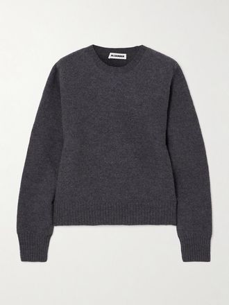 Jil Sander Pullover In Lana Spazzolata - Grigio