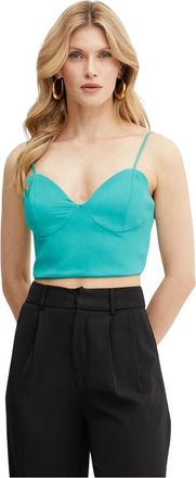 Fracomina Top met sweetheart halslijn - Dames - Tops zonder mouwen - Groen - M - Leer - Tops