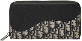 Dior Navy Canvas Leather Long Wallet (Bi-Fold) (Pre-Owned)