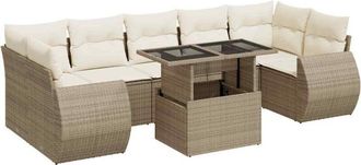 vidaXL Set De Sof&aacute;s De Jard&iacute;n Y Cojines 8 Piezas Rat&aacute;n Sint&eacute;tico Beige Vidaxl