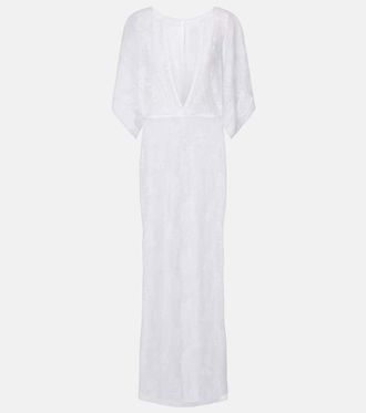 Norma Kamali Obie semi-sheer lace gown