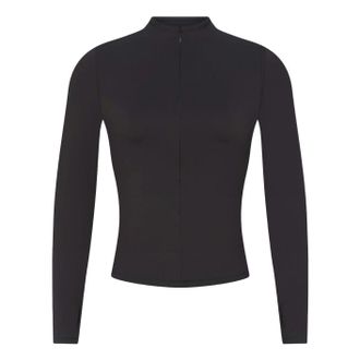 Nike (WMNS) Nike x SKIMS Matte Zip Front Top Obsidian TPZUP6797W-OBD