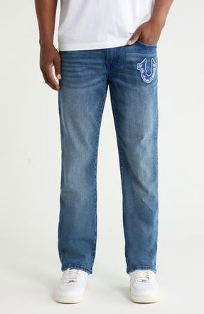 True Religion Ricky Big T Flap Straight Leg Jeans in Medium Blue Quartz at Nordstrom Rack, Size 33