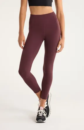 Zella Studio Luxe High Waist Pocket Leggings in Burgundy Fudge at Nordstrom, Size Xx-Large