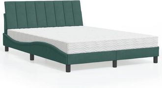 vidaXL Vidaxl - Cama Con Colch&oacute;n Terciopelo Verde Oscuro 140x200 Cm