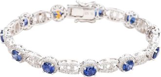 Suzy Levian Sterling Silver Sapphire and Diamond Accent Tennis Bracelet