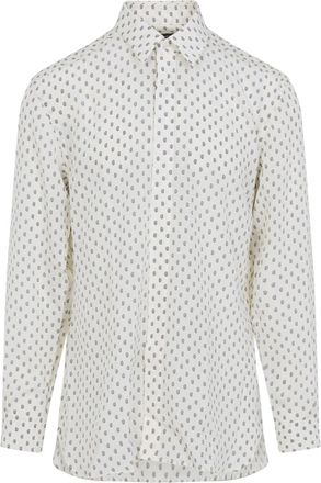 Tom Ford White And Blue Fluid Silk Shirt-Uomo