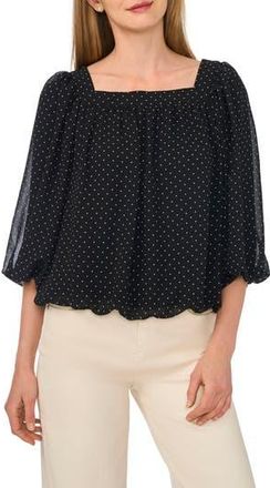 CeCe by Cynthia Steffe Square Neck Bubble Top in Black/ivory at Nordstrom Rack, Size Medium