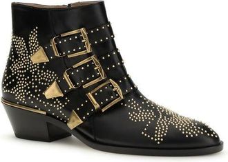 Chlo&eacute; Womens Black Calf Leather Bos Taurus Ankle Boots