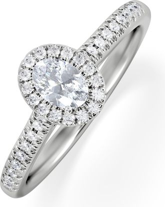 The Diamond Store Lumia Oval Cut Lab Diamond Halo Ring 0.50ct F/VS in 925 Silver