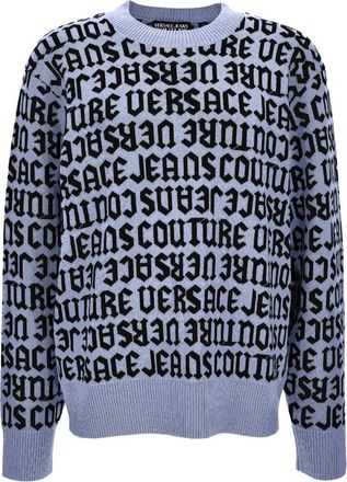 Versace Jeans Couture Rondgebreide Kleding - Heren - Ronde hals truien - Blauw - M - Truien & Vesten