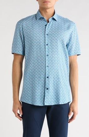 Soul of London Short Sleeve Sport Shirt in Blue /Bleu at Nordstrom Rack, Size Xx-Large