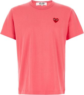 Comme Des Gar&ccedil;ons Pink Logo patch t-shirt