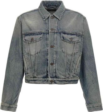 Balenciaga Rhinestone Logo Denim Jacket