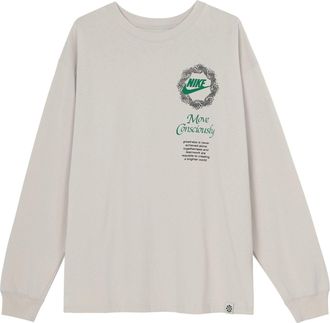 Nike Mens Nike Sportswear Alphabet Printing Long Sleeves Autumn Light Bone T-Shirt DN5141-072