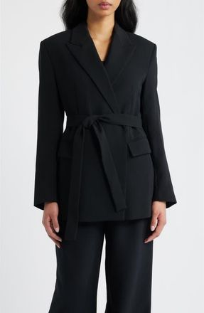 Mango Tie Blazer in Black at Nordstrom, Size Medium