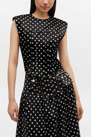 Ganni Polka-Dot Satin Corset Top - Size 34 Black