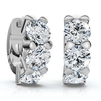 Pompeii3 3Ct Diamond Huggie Hoop Earrings 14k Gold 1/2 Tall Lab Grown EF/VS