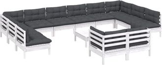vidaXL Muebles De Jard&iacute;n 13 Pzas Con Cojines Blanco Madera De Pino Vidaxl