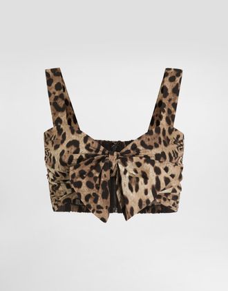 Dolce & Gabbana Poplin Top With Leopard Print - Woman Shirts And Tops Animal Print 54