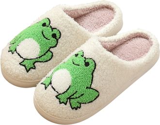 Generic House Slippers for Women Cute Cartoon Animal Print Plush Fluffy Warm Winter Shoes Memory Foam Slippers Womens Indoor Outdoor Slip On Non-Slip Slides B