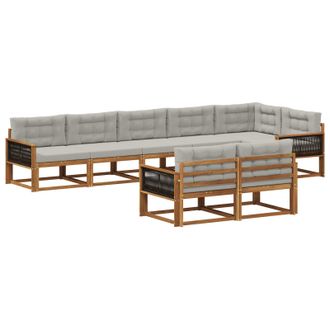 vidaXL Conjunto De Sof&aacute;s De Exterior 8 Pcs Natural Y Gris Claro Vidaxl
