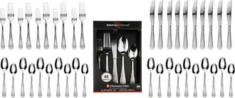 J&V Textiles 40Pc Stainless Steel Silverware Set