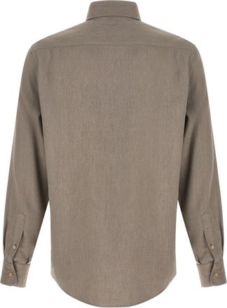 Brunello Cucinelli Herringbone Cotton-Blend Shirt - Taupe